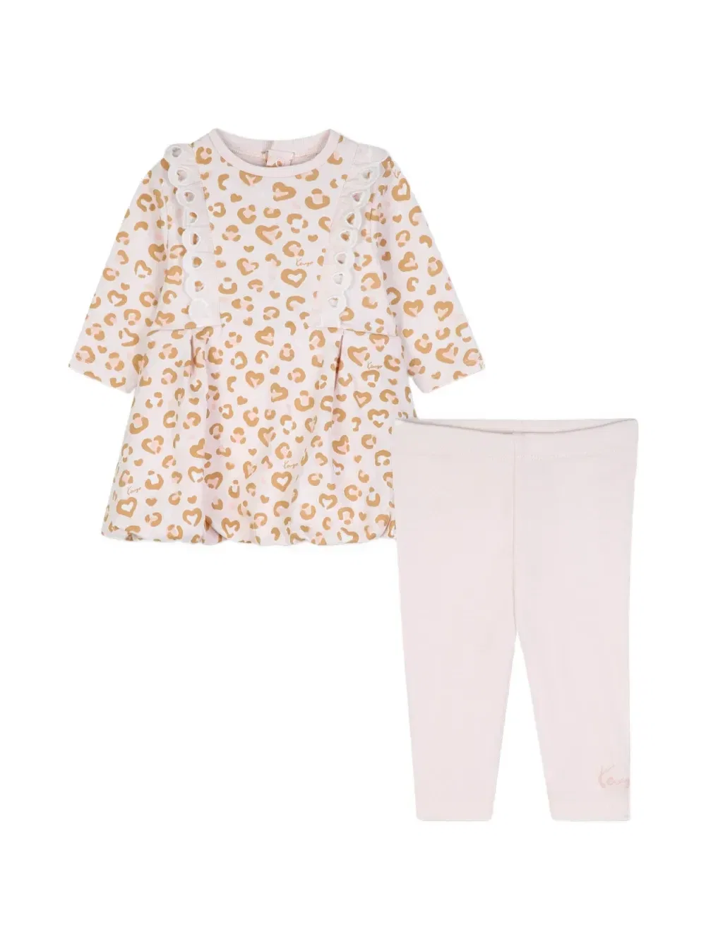 Комплект с оборками и леопардовым принтом Kenzo Kids, бежевый