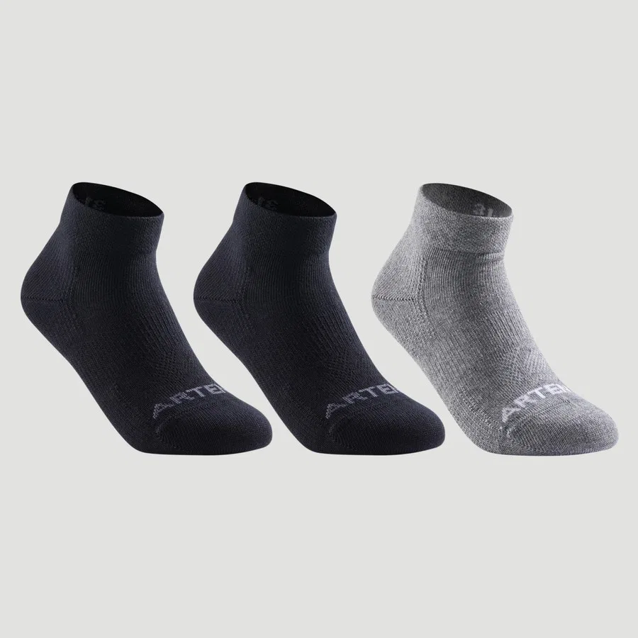 Спортивные носки для детей, средняя высота, 3 пары, RS160, Decathlon, Серый