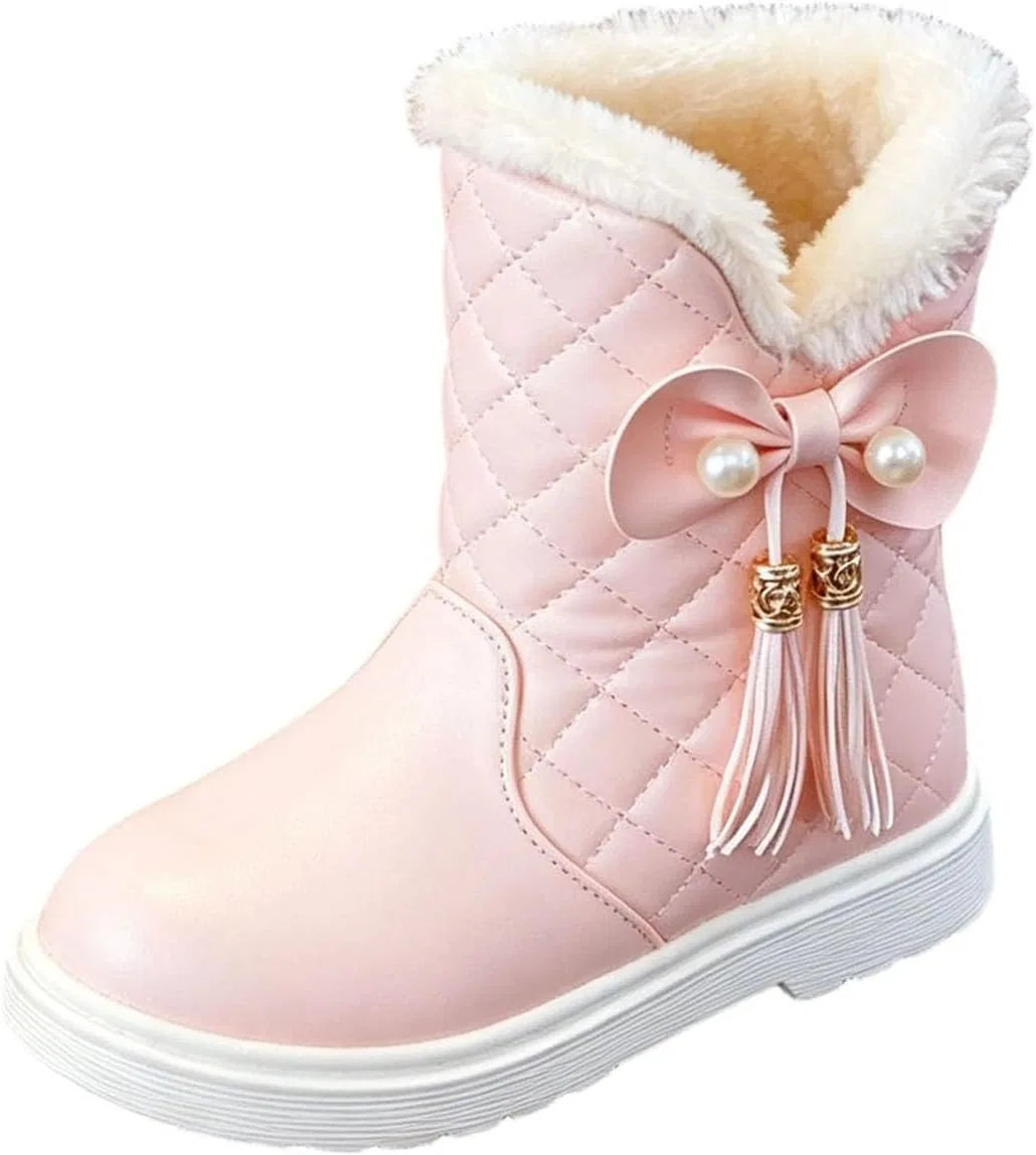 Детские зимние сапоги для девочек с бантом SHOPESSA, Pink
