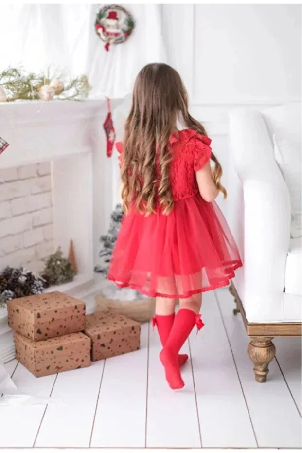 Детское платье для девочек хлопковое Lily Aysskids, Red — фото 4