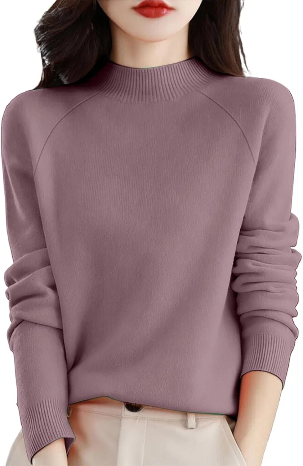 Женский свитер из кашемира с длинным рукавом, Classic Soft Pullover, фиолетовый