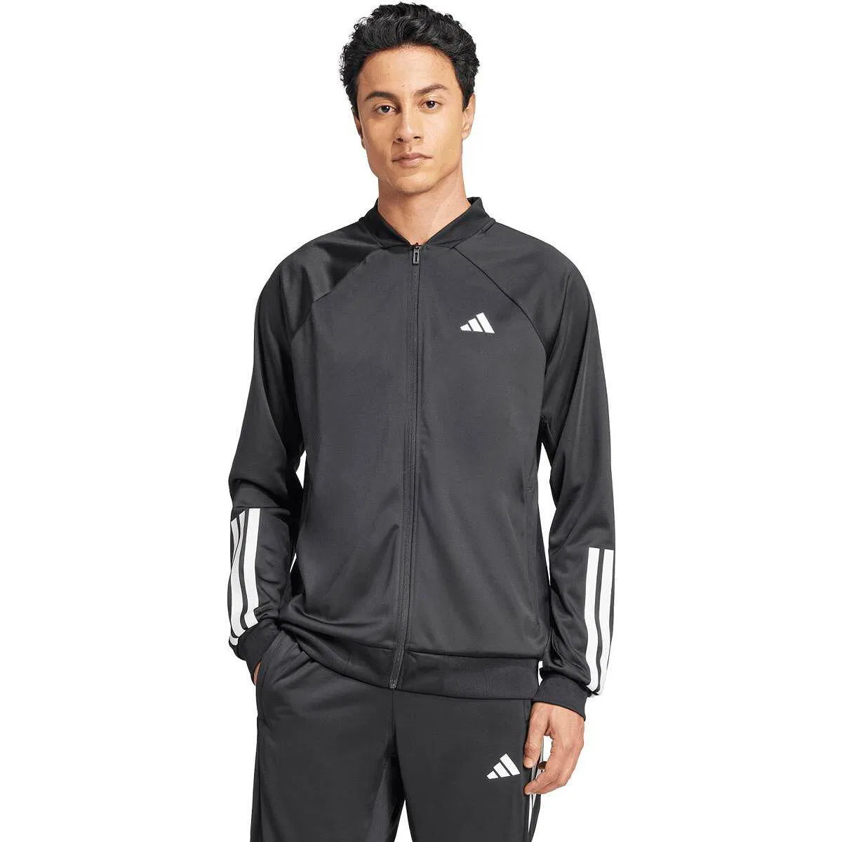 Мужская тренировочная куртка с 3-полосным дизайном Adidas, Schwarz — фото 2