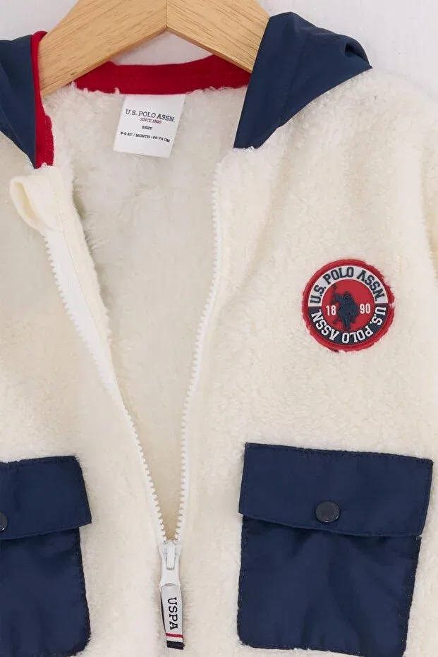 Детское пальто для девочек на молнии с капюшоном U.S. Polo Assn., Белый — фото 2