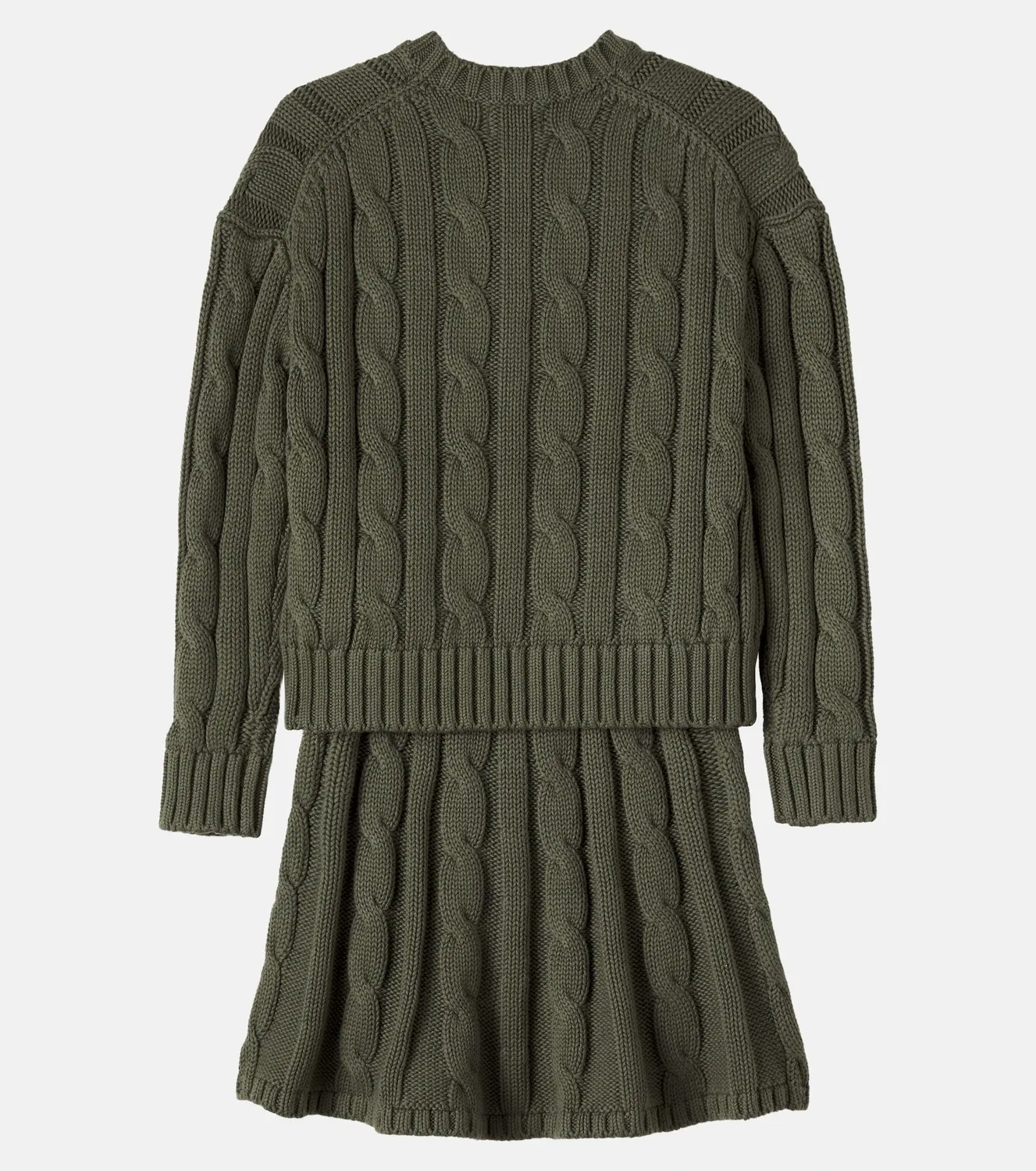 Комплект из джемпера и юбки из хлопкового трикотажа косы Polo Ralph Lauren Kids, зеленый — фото 3