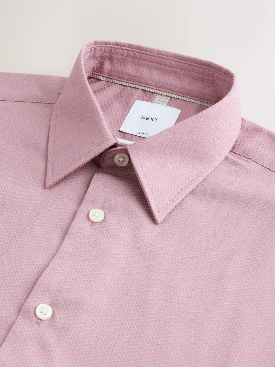 Рубашка с текстурой, Slim Fit Next, розовая — фото 2