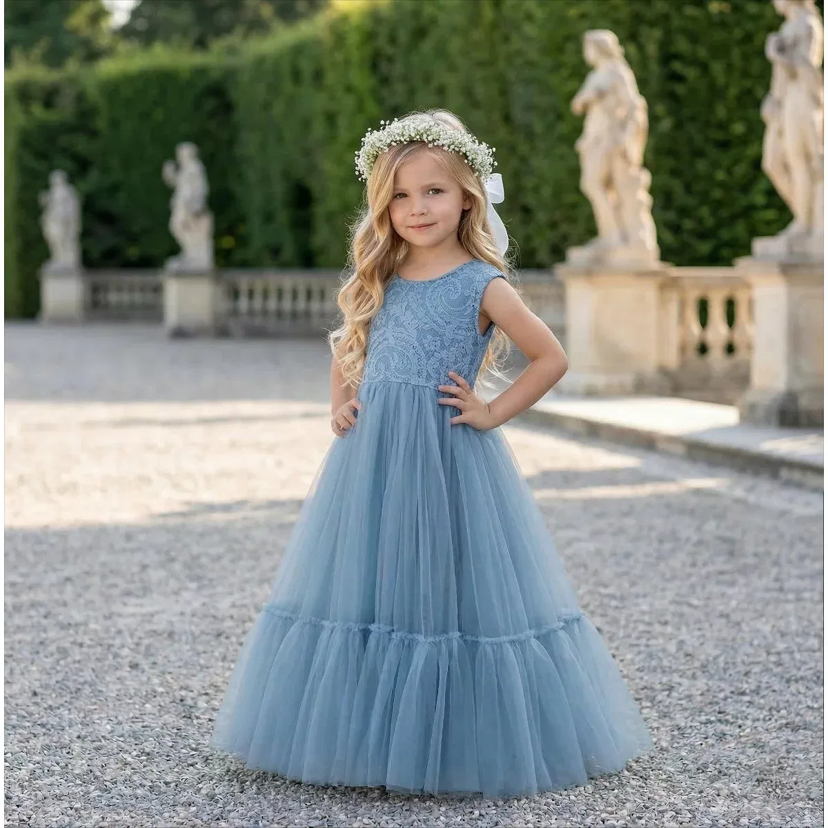Детское платье для девочек с принтом Paisley Lace Tulle 2bunnies, Dusty Pink — фото 4