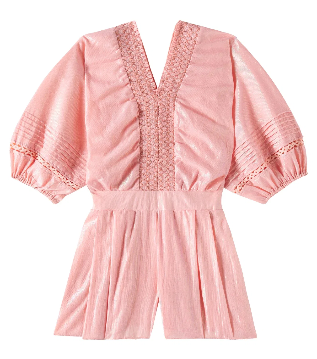 Комбинезон хлопковый с вышивкой Chantal Poupette St Barth Kids, розовый
