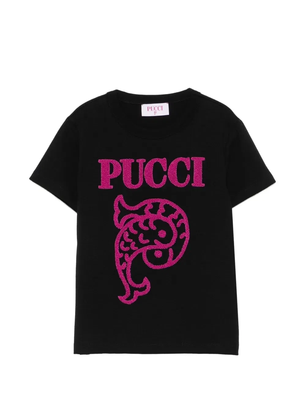 Футболка с вышитым логотипом Pucci Junior, черный