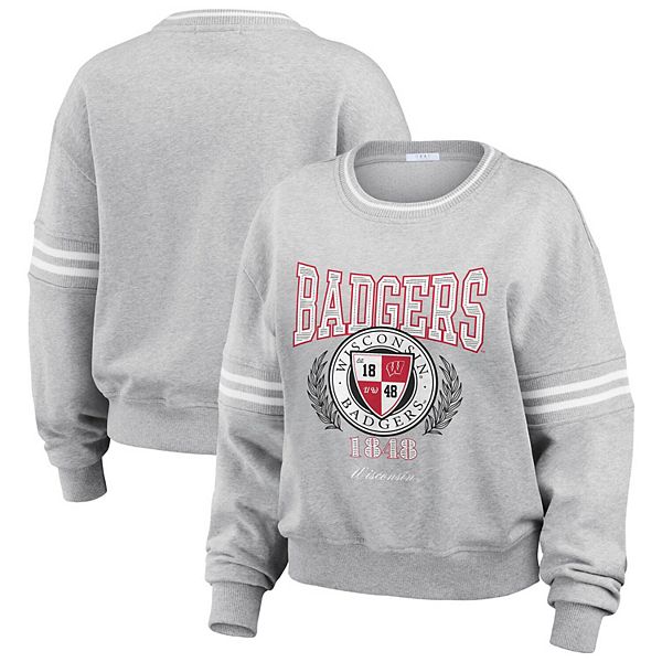 

Женский свитер с классической полосой wisconsin badgers в цвете heather gray Wear By Erin Andrews