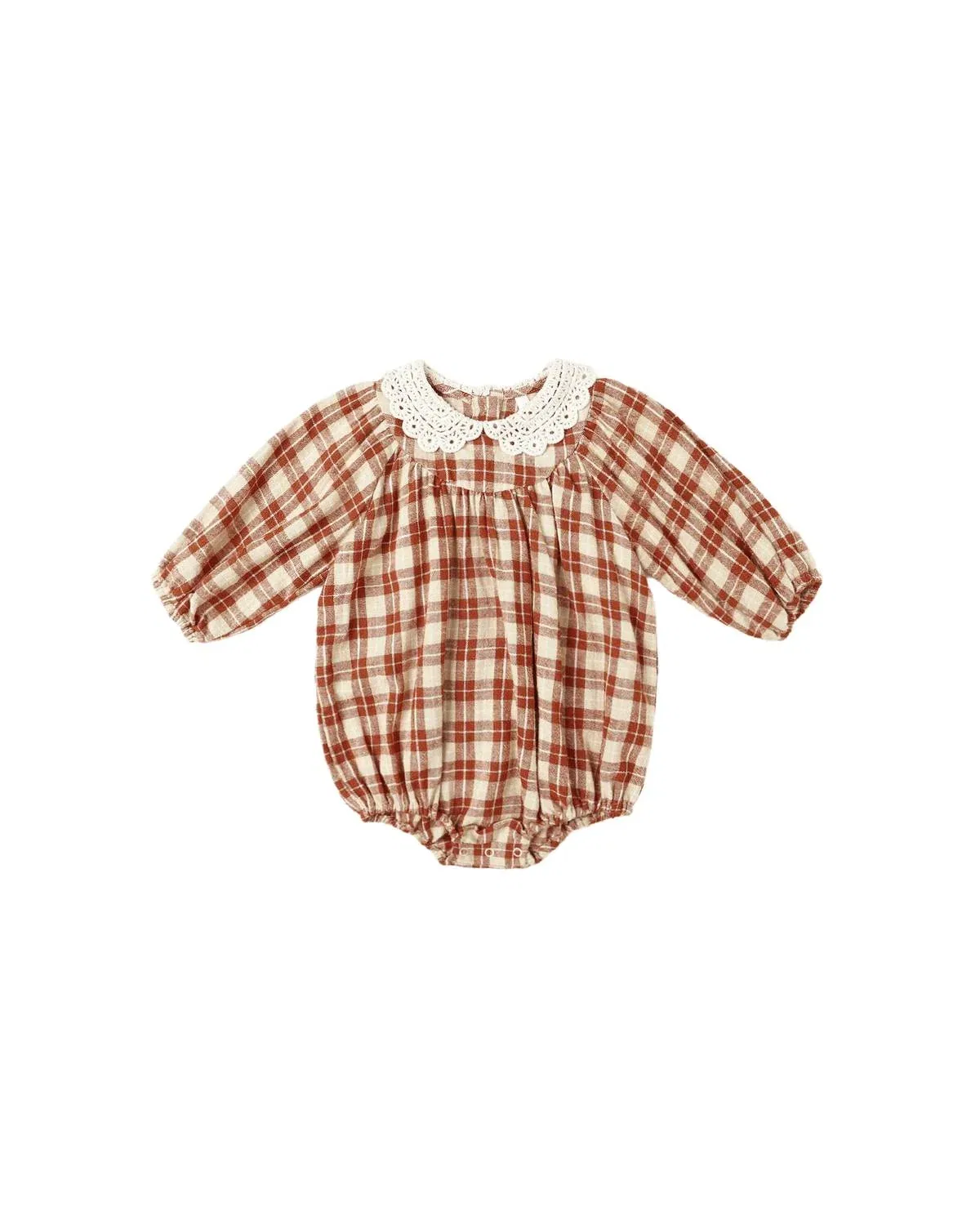 Детский боди-комбинезон для девочек с рукавами-фонариками Heidi Romper Rylee + Cru, Red Plaid