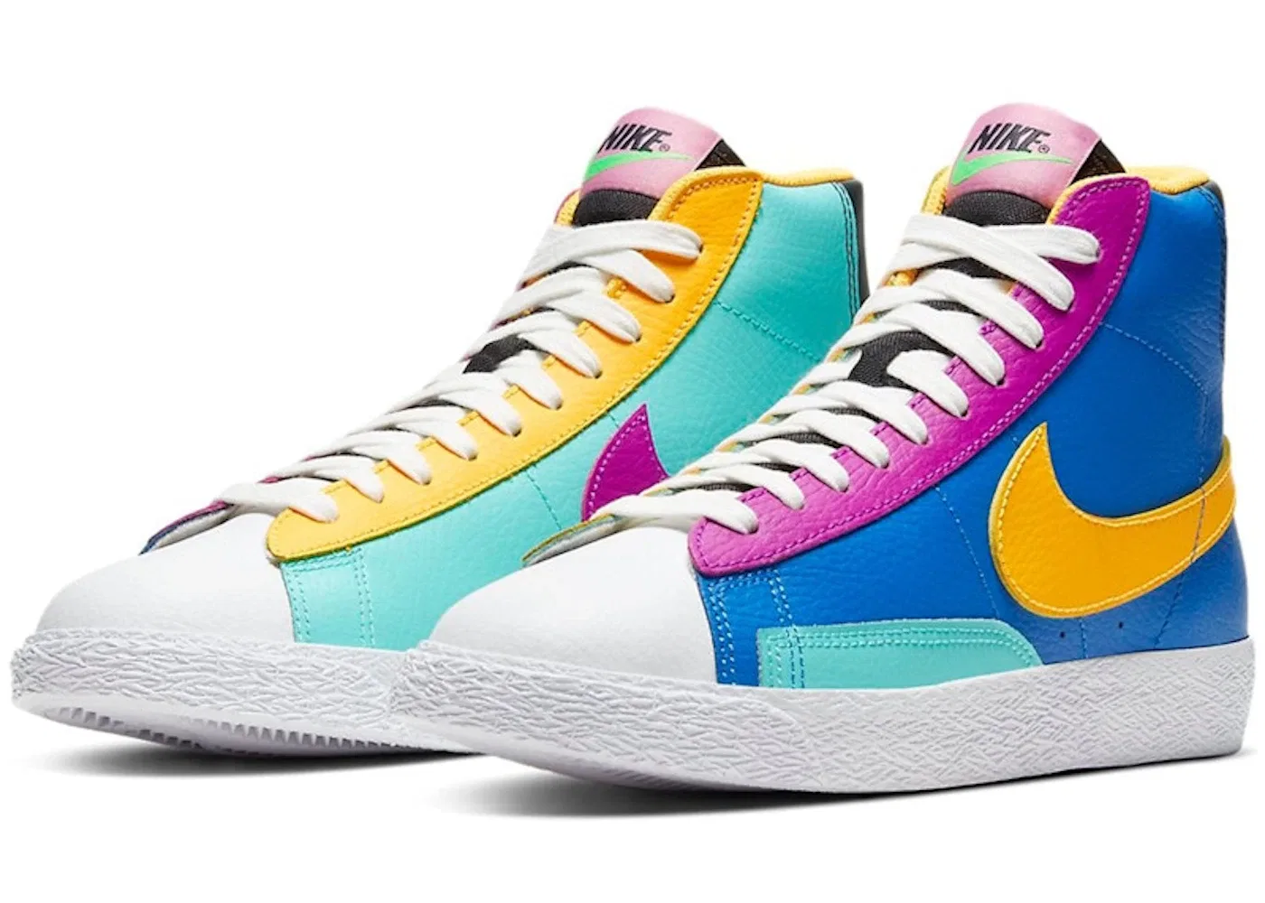 Детские кроссовки Lifestyle с цветовыми блоками Nike Blazer Mid, Battle Blue/Aurora-Vivid Purple-Laser Orange — фото 2