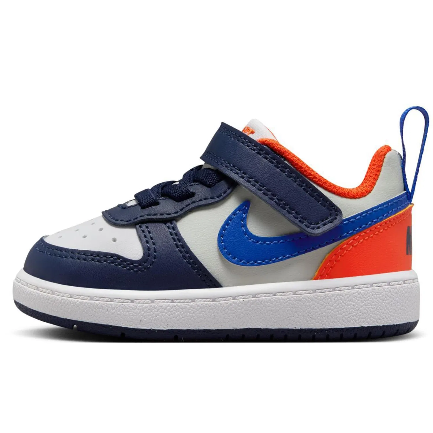 Детские кроссовки для девочек с закрытым носком NIKE Court Borough Low Recraft NIKE, Navy Blue Orange Team Light Silver