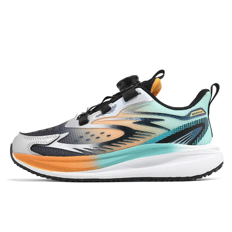 Детские кроссовки с принтом WARRIOR, Black Silver Orange