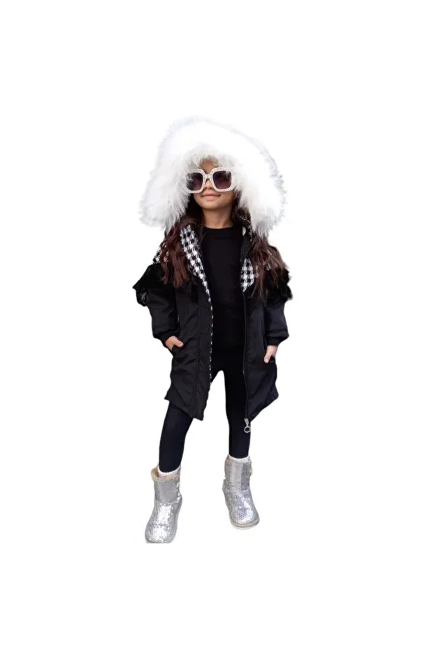 Детское пальто для девочек с длинным рукавом Quzucuk Kids, Black
