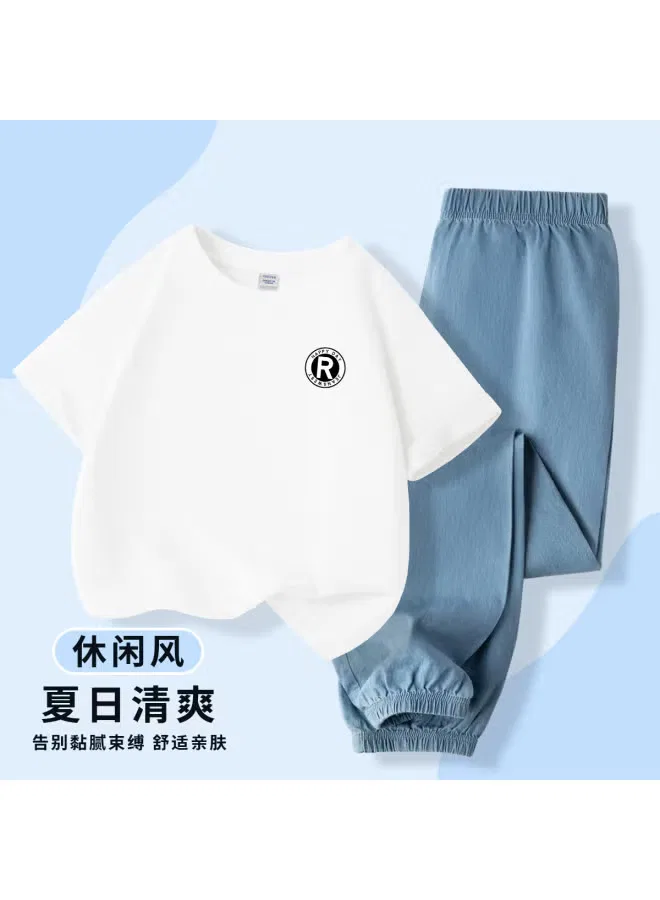 Jeanswest Комплект футболка и штаны с коротким рукавом для мальчиков, белый — фото 2
