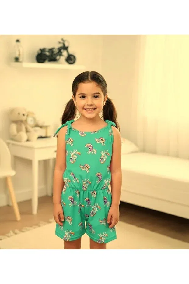 Детский комбинезон для девочек с принтом Summer digital printed strappy Buufuu, Green