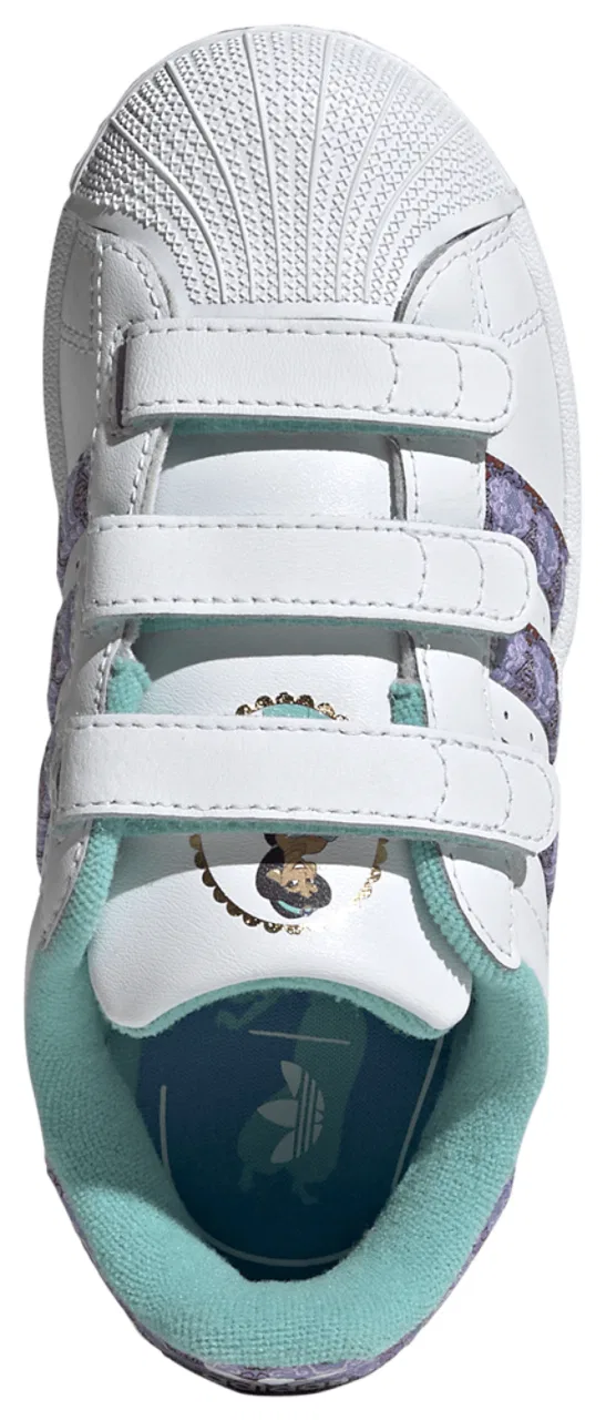 Детские кроссовки для девочек с кожаным верхом, модель Superstar, adidas, White Purple — фото 4