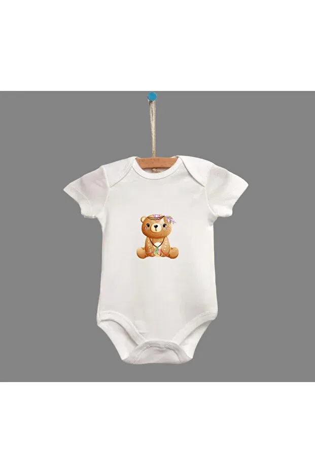 Детское боди для новорожденных с принтом 3-предметный набор Bebe Wini, Ecru — фото 4