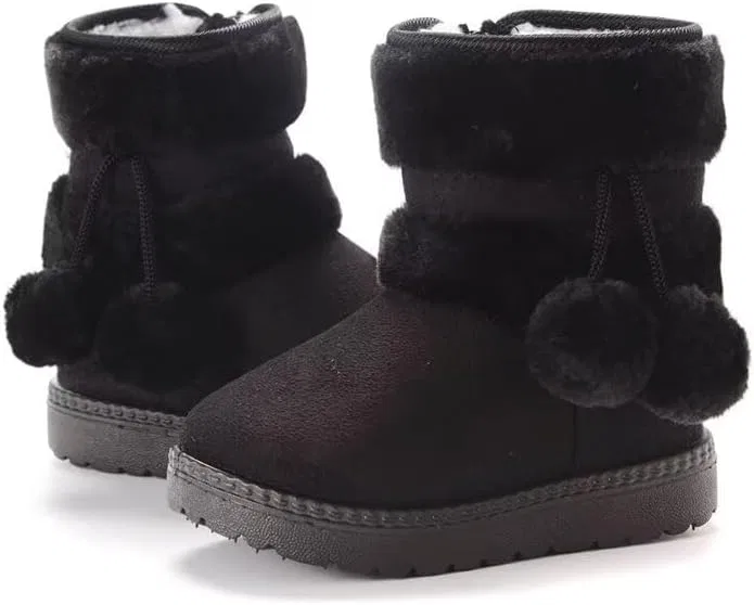 Детские зимние сапоги для девочек с бархатом Zonkacen, Black — фото 2