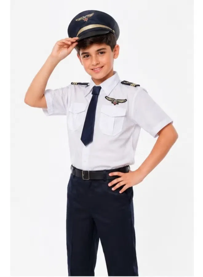 Комплект костюм пилота с белой рубашкой Pilot Uniform Costumax, темно-синий — фото 3