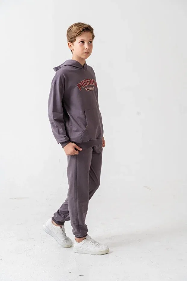Детский спортивный костюм для мальчиков с принтом Phoenix Spirit Mışıl Kids, Gray — фото 3