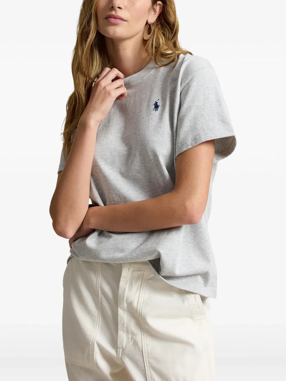 Футболка хлопковая серого цвета Polo Ralph Lauren, серый — фото 3