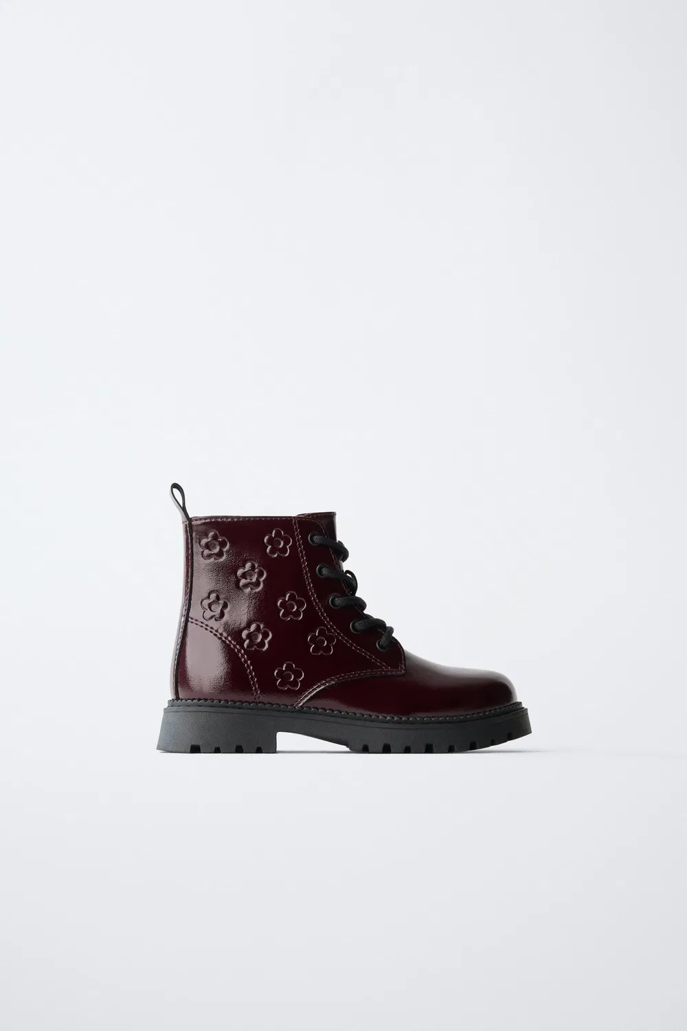 Цветочные сапоги до щиколотки ZARA, Burgundy Red