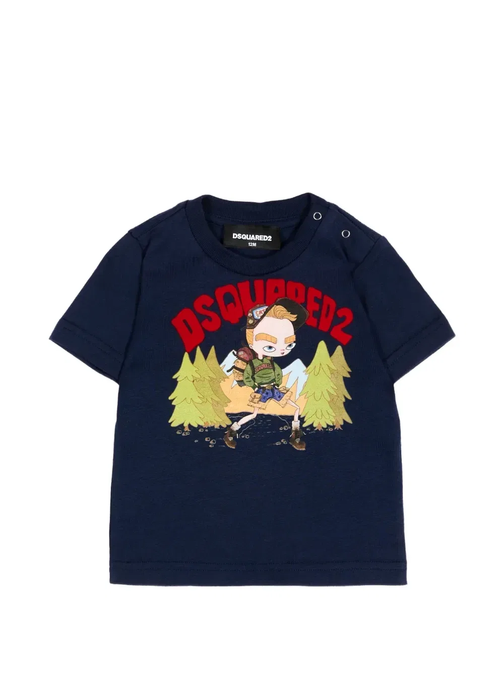 Футболка с графическим принтом на кнопках Dsquared2 Kids, синий