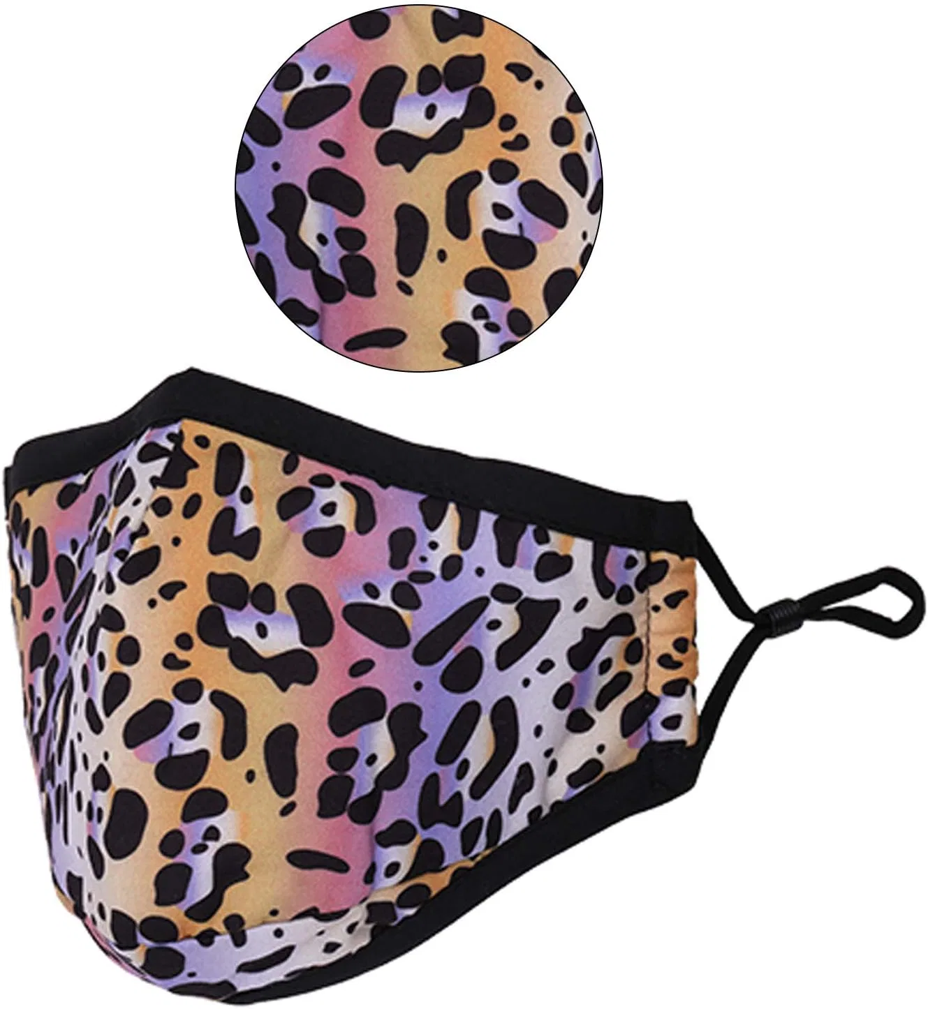 Многоразовая маска из хлопка, 3 слоя, Trimming Shop, 4 шт, Mix Colour Leopard Print — фото 2