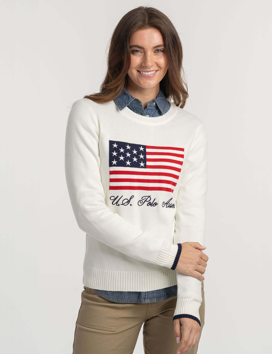 

Свитер U.S. Polo Assn. Flag Crew Neck, белый