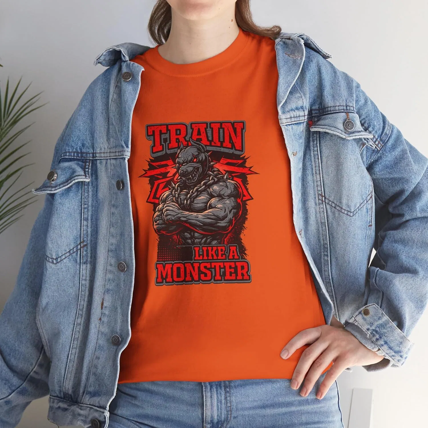 Футболка с принтом TRAIN LIKE A MONSTER Gildan 5000, Orange — фото 3