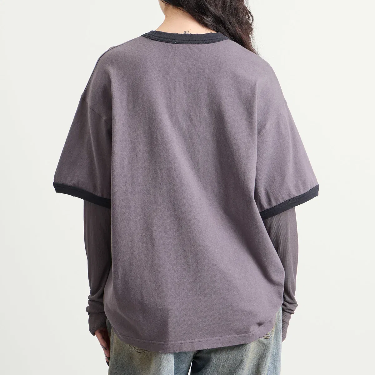 Топ с длинным рукавом Edra Double College Top Acne Studios, Dark Purple & Black — фото 3