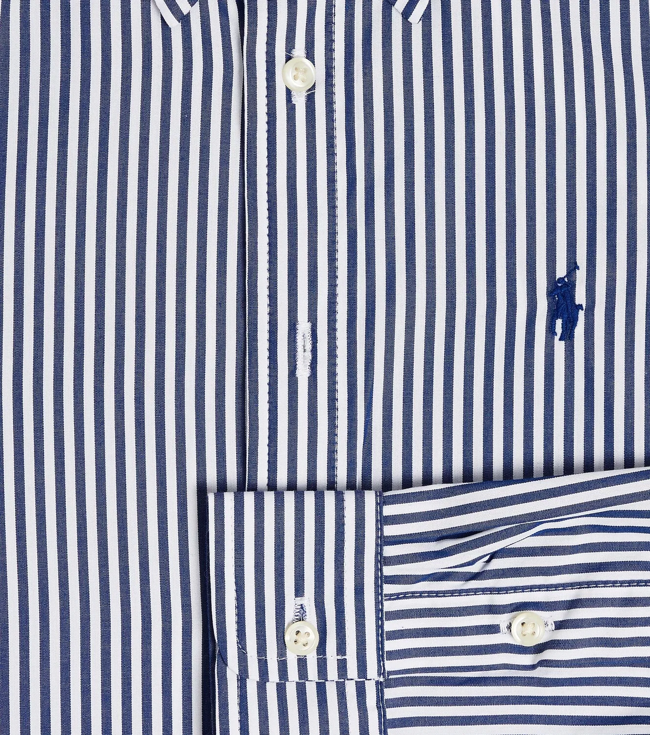 Рубашка из хлопкового поплина в полоску Polo Ralph Lauren Kids, синий — фото 2