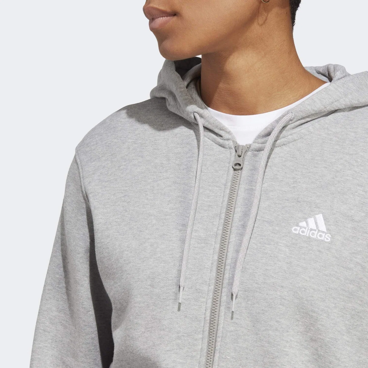 Женский свитшот из футера Essentials Linear adidas, Medium Grey Heather/White — фото 4