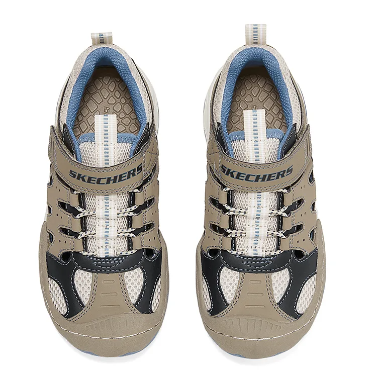 Skechers Kids Детские сандалии Little Body Armor 2.0 с противоскользящей подошвой, устойчивые к истиранию, дышащие, низкие, цвет taupe/blue — фото 4