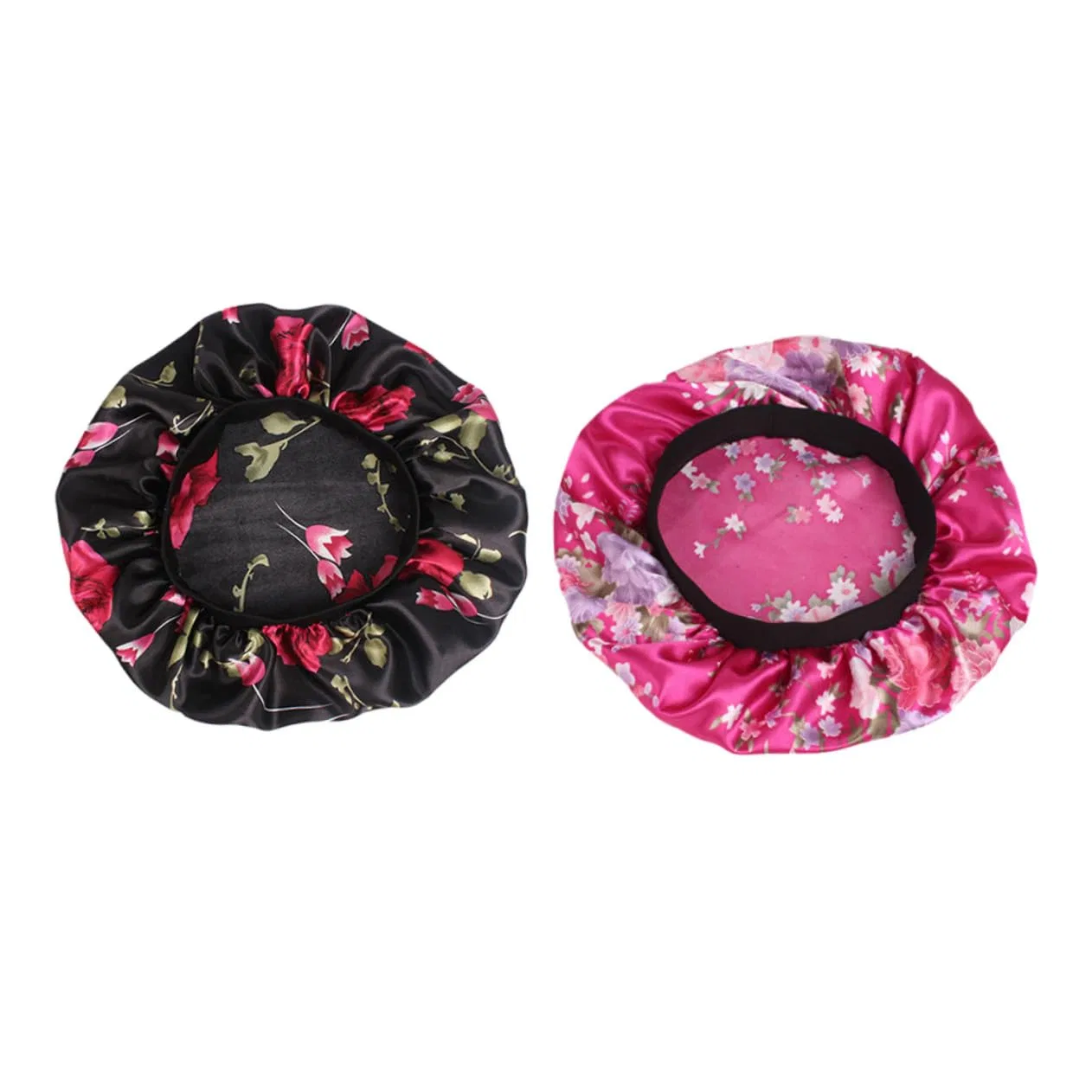 Шапочка для душа 6 Pieces, FRCOLOR, Black Floral Pattern, Rose Red Floral Pattern — фото 2