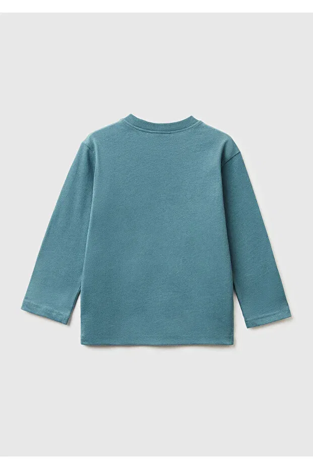 Детская футболка для мальчиков с принтом Oversize United Colors Of Benetton, Gray-Green — фото 2
