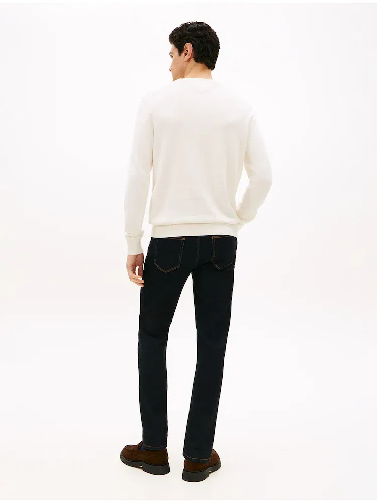 Пуловер хлопковый Essential Crew Neck TOMMY HILFIGER, Ivory — фото 3