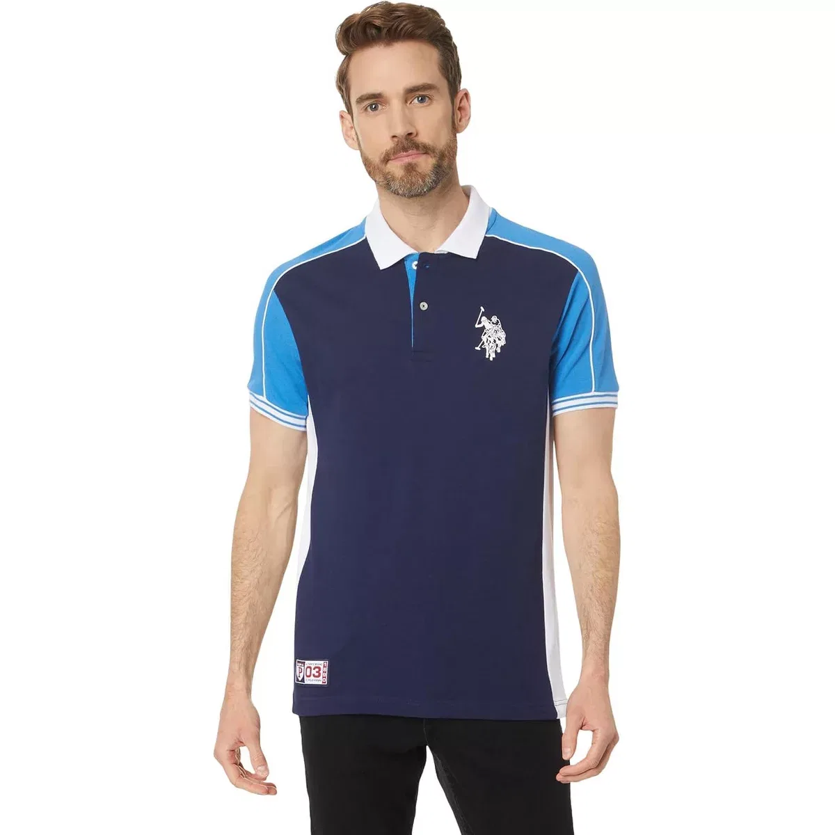 Мужская поло с двойным воротником Slim Fit U.S. Polo Assn., Classic Navy