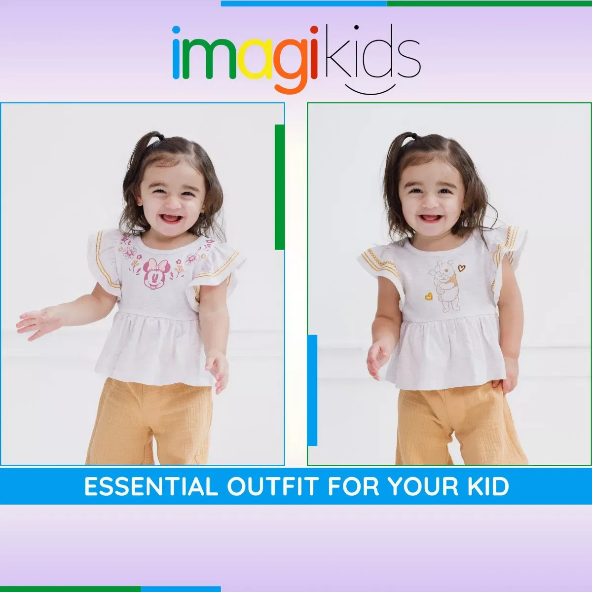Детский комплект для девочек с принтом Peplum Tank Top and Cotton Gauze Pants Outfit Set Disney Minnie Mouse, Minnie Mouse — фото 3