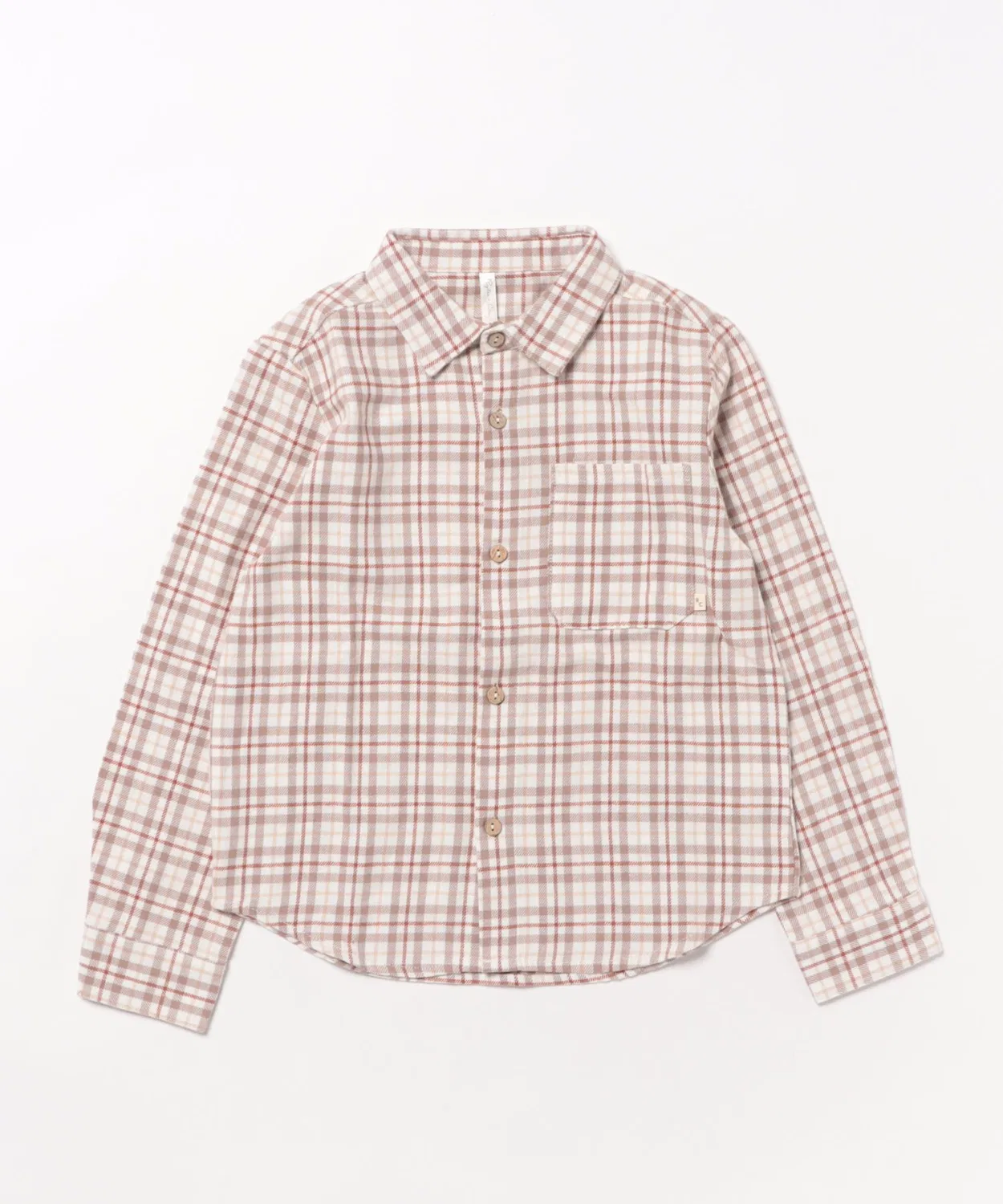 Детская рубашка с длинным рукавоми воротником Mocha Plaid Rylee + Cru