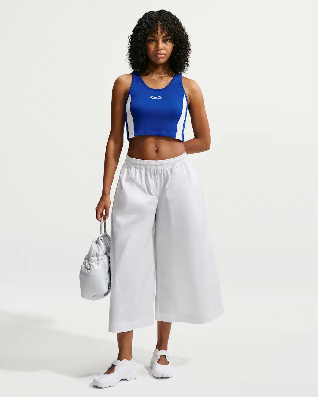 Женский облегающий укороченный топ Nike Sportswear, Old Royal/White/Metallic Silver — фото 4