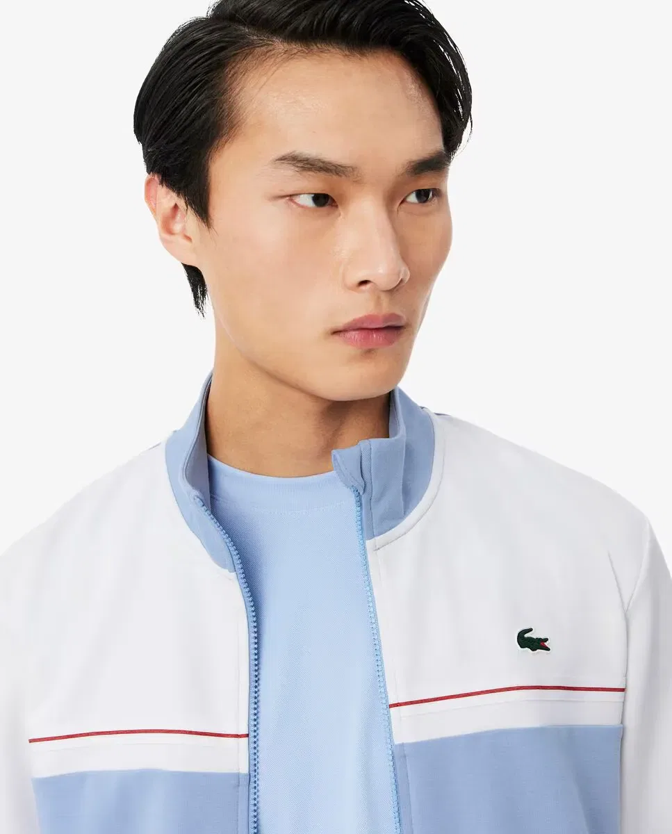 Мужская спортивная кофта на молнии с цветовыми блоками Lacoste, Azul / Blanco — фото 3