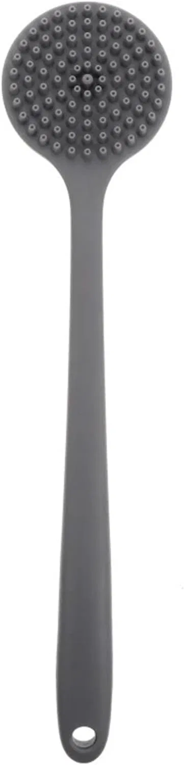 Щетка для спины силиконовая FJIXUO, набор 2 шт, 37x8x3.5 см, Grey