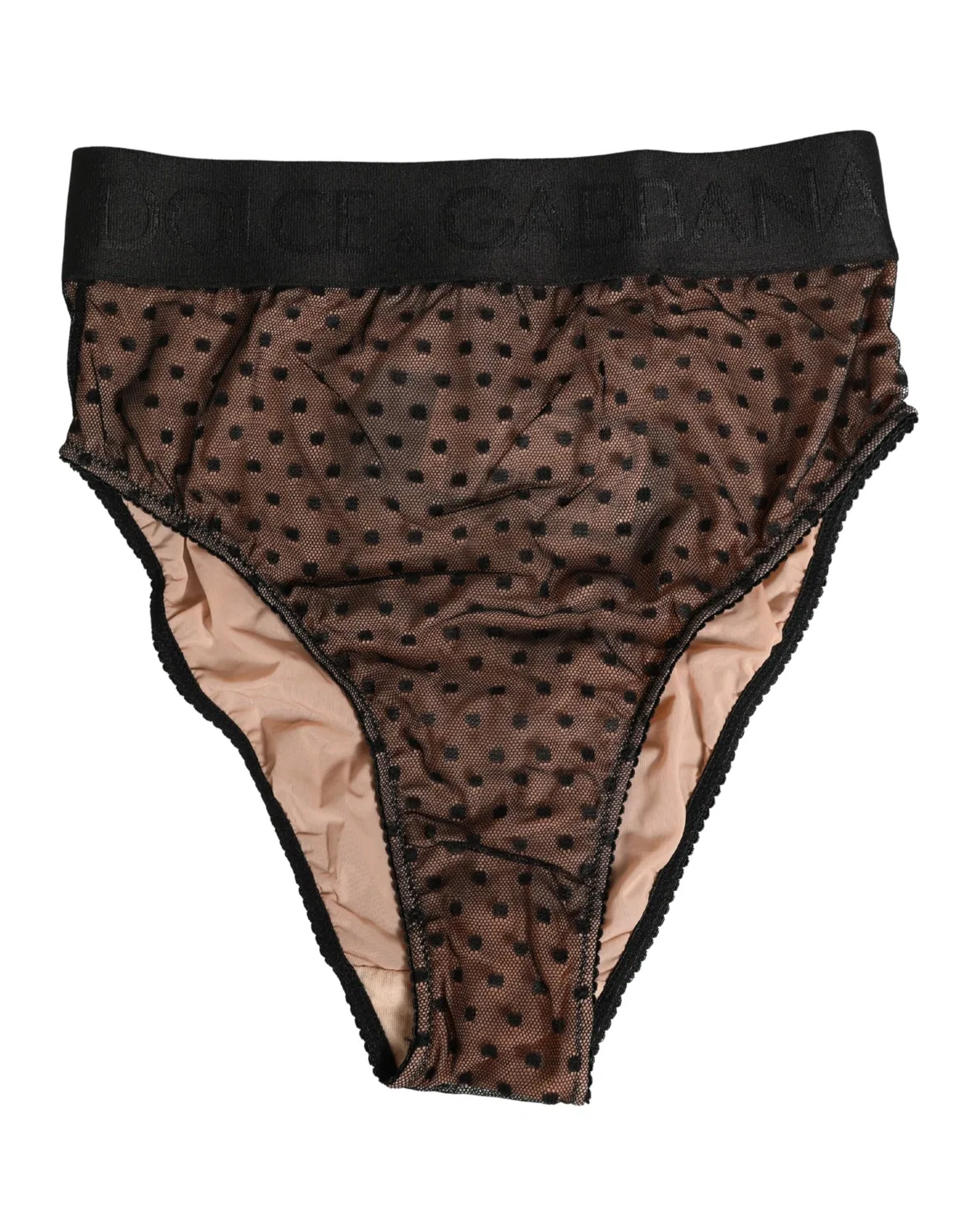 Женские трусы-слипы с принтом Black Beige Polka Dot Butterfly Dolce & Gabbana, Black Polka Dots