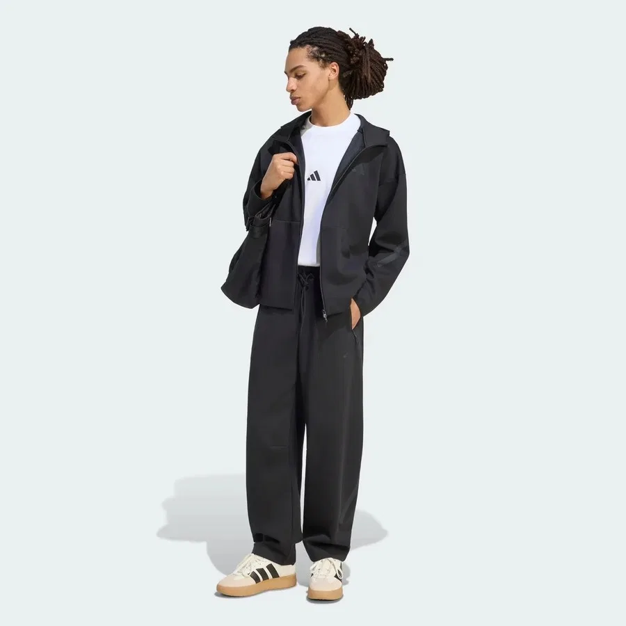 Свитшот мужской с капюшоном и полной застежкой-молнией Z.N.E. Full Zip adidas, Черный — фото 3