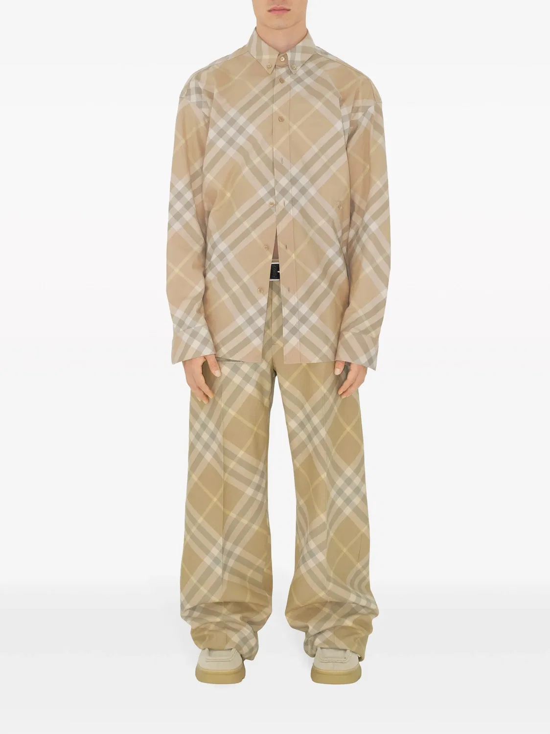Рубашка из хлопка в винтажную клетку Burberry, нейтральный — фото 4