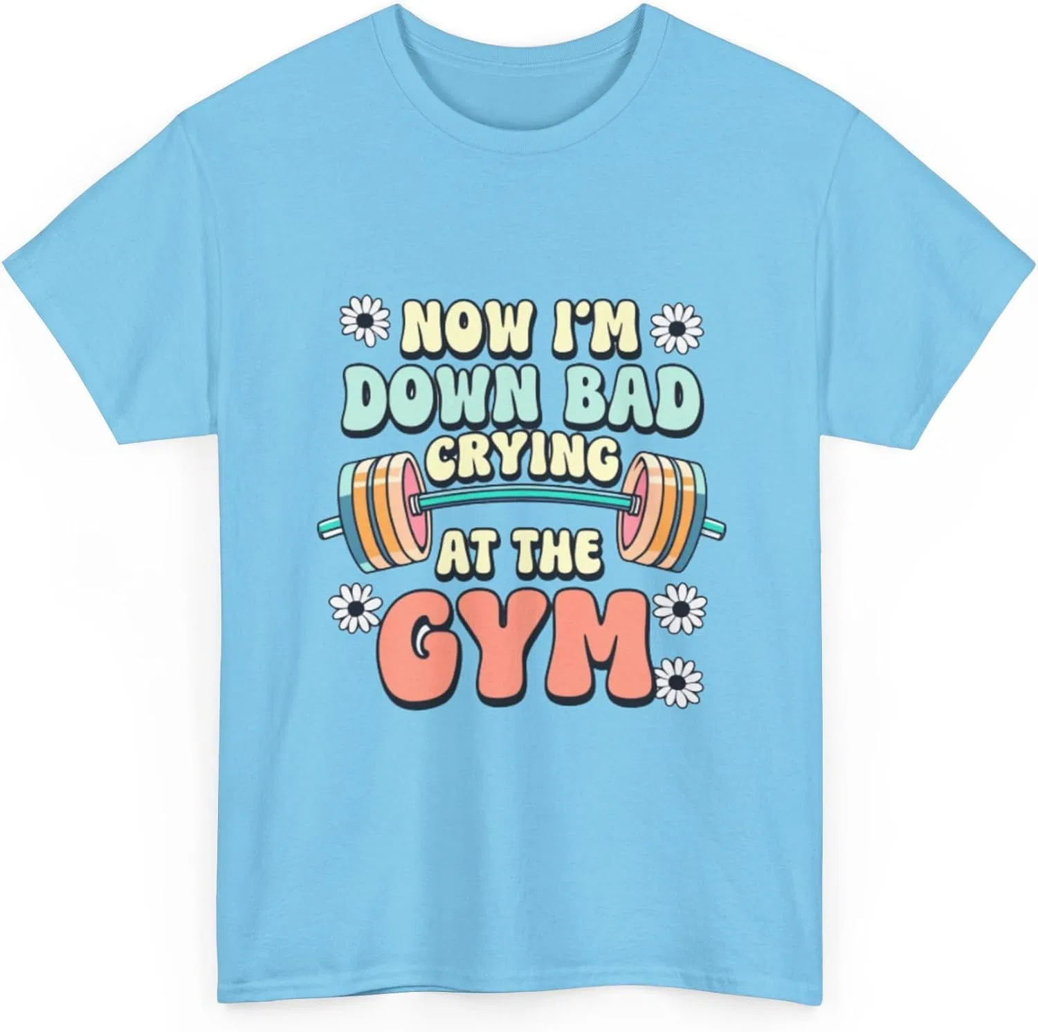 Женская футболка с принтом Down Bad Crying at the Gym, Sky — фото 3