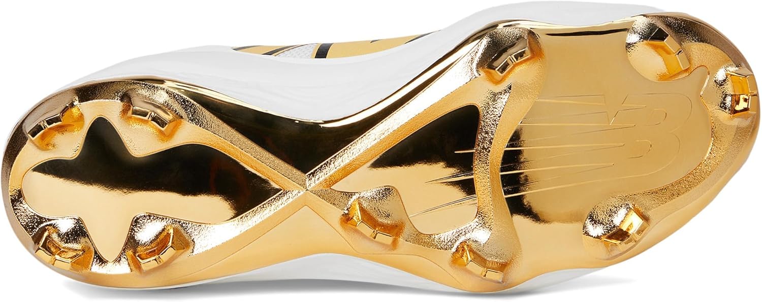 Мужские бейсбольные кроссовки New Balance Fresh Foam 3000 V7 Molded, White/Metallic Gold — фото 3