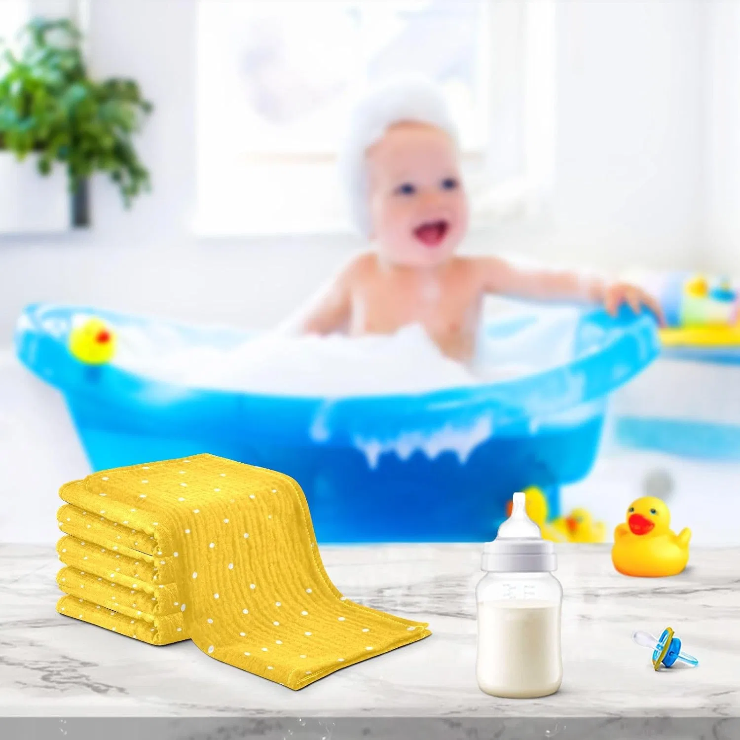 Махровые детские салфетки JUMBEAR, 5 штук, 30x30 см, Цвет A — фото 4